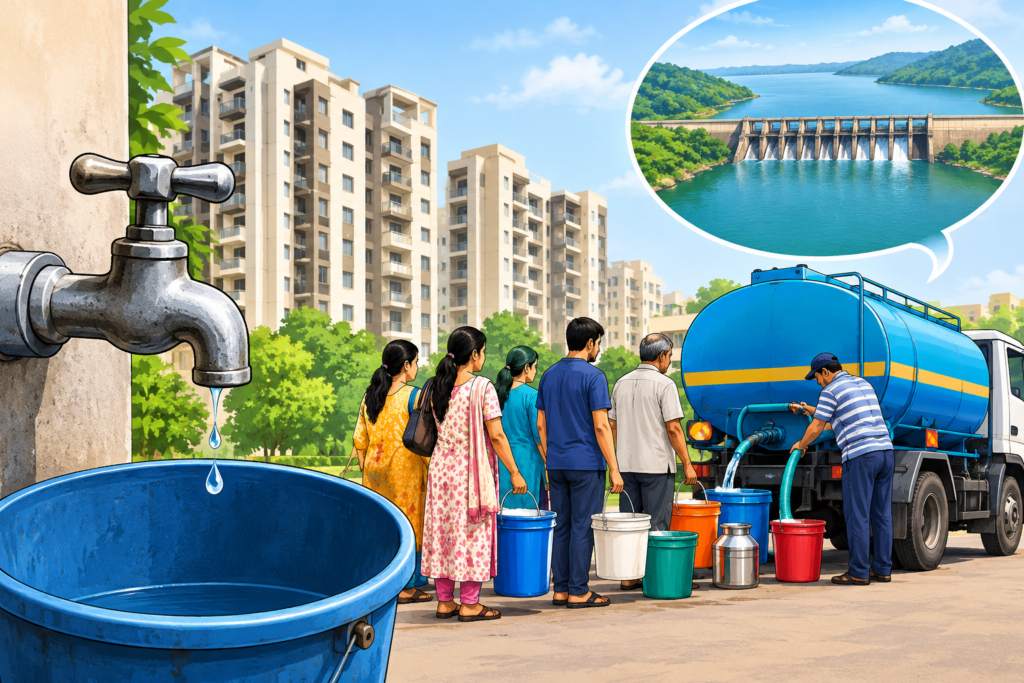 पिंपरी-चिंचवड़ में पानी का संकट गहराया; कई सोसायटियों को टैंकरों का सहारा!